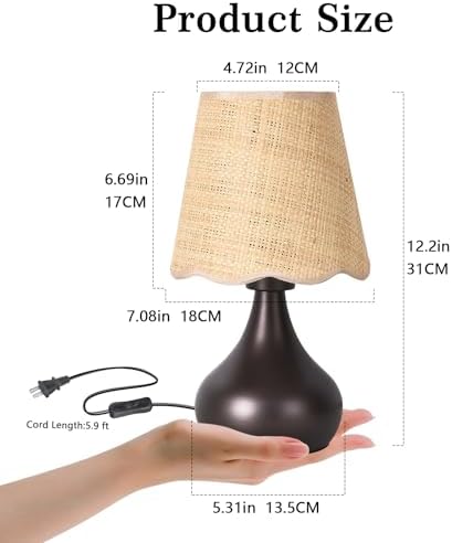 Ziqqeelam Oil Rubbed Bronze Small Table Lamp Touch Control, Farmhouse Bedside Lamps for Nightstand, Vintage Small Table Lamps for Small Spaces for Bedroom, Kitchen Counter, End of Table, Office - Image 2