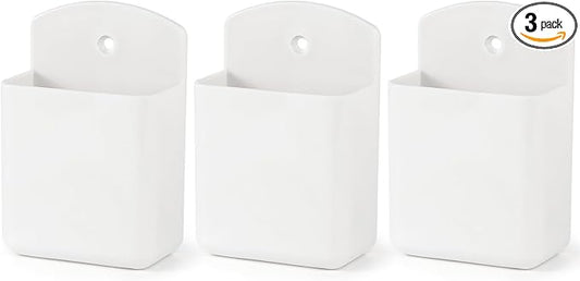 3 Pcs Wall Remote Control Holders TV Controller Holder Self Adhesive Marker Holder Pen Pencil Storage Organizer for Home Office School (White)