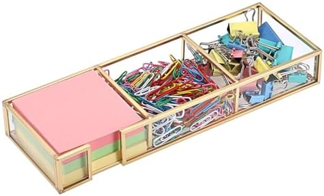 BTSKY Golden Glass 3 In 1 3x3 Inch Sticky Note Holder with Non-Slip Pads by BTSKY