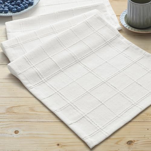 ZeeMart Linen Checked Farmhouse Table Runner, 13x48 Inches Bright White by ZEEMARTONLINE