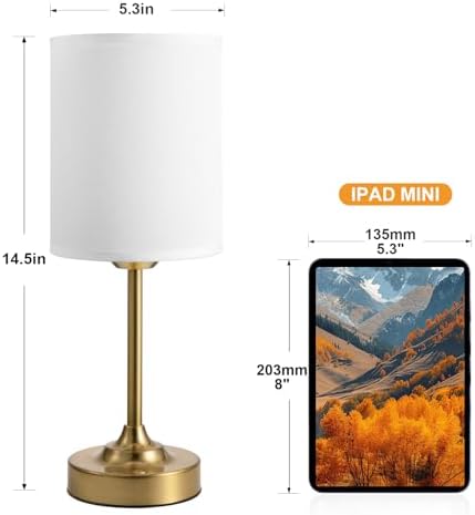 Rechargeable Table Lamp, Battery Operated, Touch Control, Brass, 1 Pack - Image 5