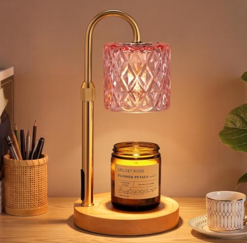 Pink Candle Warmer Lamp with Timer, Birthday Gifts for Women, Room Decor by Innqoo