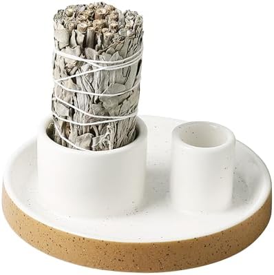 Ceramic Smudge Tray, 2 in 1 Smudging Bowl, Sage Holder, Palo Santo Holder, Incense Holder for Sage and palo Santo, Ideal for Smudging Meditation Yoga Room, Simple, Sturdy, Terracotta - Image 5