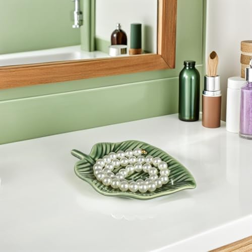 2pcs Leaf Shaped Ceramic Trinket Dish for Jewelry and Keys - Image 5