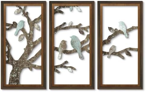 Putuo Decor Bird Wall Art, Set of 3 Love Bird on Tree Branch Decor, Modern Aesthetic Wall Hanging for Home Living Room Bedroom 16x8 in by PUTUODECOR
