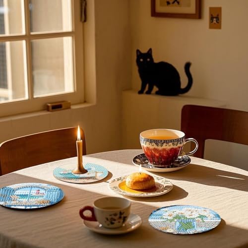 8 Pcs Beach Diamond Art Coasters Kits, Diamond Painting Coasters Kits ﻿ ﻿ - Image 2