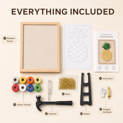RM Studio DIY Pineapple String Art Kit with All Necessary Accessories and Frame for Kids Students, Adult Crafts Kit, Home Wall Decorations Unique Gift - Image 4