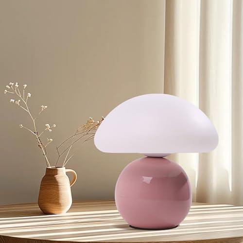 Cute Small Mushroom Lamp, PE Lampshade, Ceramic Base, Adjustable Light Color and Brightness with Power-Off Memory, Safe USB Powered, LED Mushroom Light for Bedroom Living Room (Pink) - Image 4