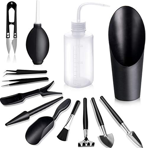 Succulent Tools, 13 Pcs Mini Garden Tool Set, Transplanting Tools Set,Succulent Care kit for Succulent Miniature Gardening Plant, Black by godehone