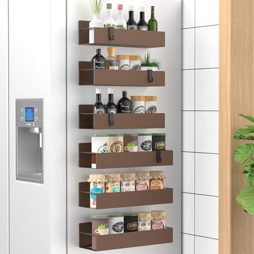 HuggieGems Metal Magnetic Spice Rack for Refrigerator Bronze, 6 Pack by HuggieGems