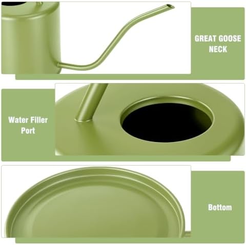 Plant Watering Can, 50 oz / 1500 ml Stainless Steel Metal - Modern Decorative with Long Spout for Indoor Potted Plants, Bonsai, Garden Flowers, Saga Green - Image 5