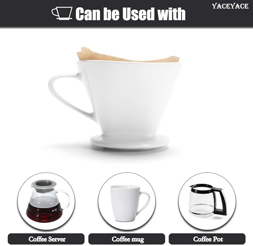 Pour Over Coffee Maker, Single White Ceramic Coffee Dripper - Image 6