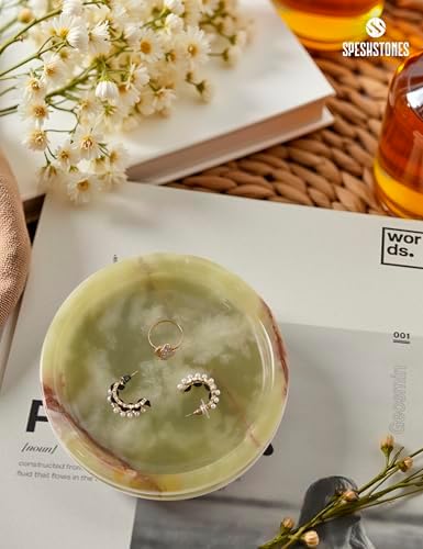 Marble Jewelry Dish, 5" Handmade Green Ring Tray - Image 2
