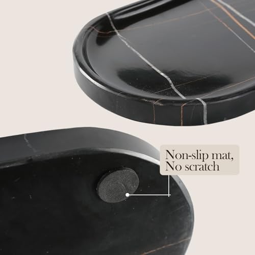 Koville Natural Black Marble Tray, 12"x6" Decorative Tray for Countertop, Catchall for Perfume, Candles, Jewelry Dish - Image 4