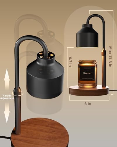 LISUNAR Electric Candle Warmer Lamp Black, Candle Lamp Warmer with Timer, Wax Warmer Lamp for Jar Candles, Adjustable Height Candle Light Warmer with 2 Bulbs - Image 3