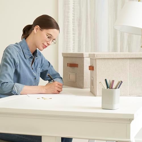 KIBAGA Aesthetic Pen Holder for Desk - Modern Concrete Pencil Holder & Cup - Image 2