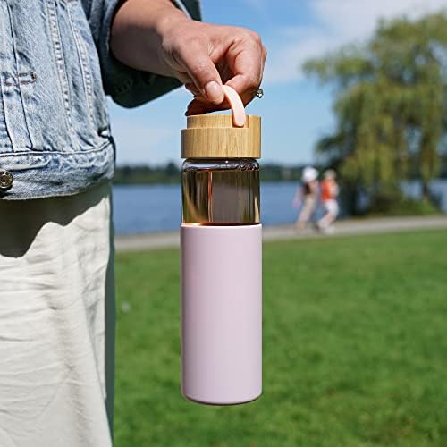 Pinky Up Dana Tea Infuser Mug with Strainer and Lid, Insulated Glass Tumbler for Home Office, Travel, Picnic, Camping, 16 oz, Set of 1, Purple - Image 5