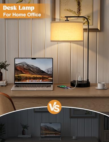 20.7" Tall Table Lamp with USB & Outlet, Fully Dimmable Nightstand Lamp - Image 4