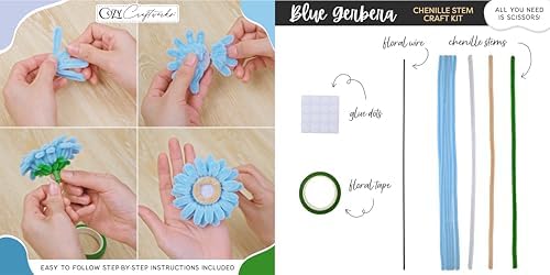 WeVeel Cozy Craftworks Six Flower Chenille Stem Craft Kit Bundle for Teens & Adults – Mindful DIY Flower Craft, Tactile Pipe Cleaner Art Kit with QR Video Tutorials - Image 5