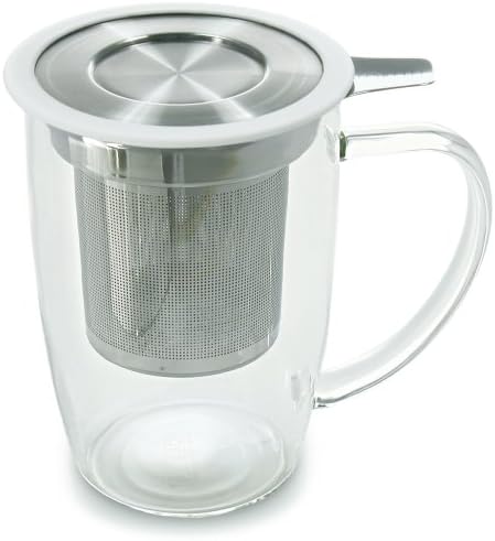 FORLIFE NewLeaf Glass Tea 16-Ounce Mug with Infuser and Lid, White by Unknown