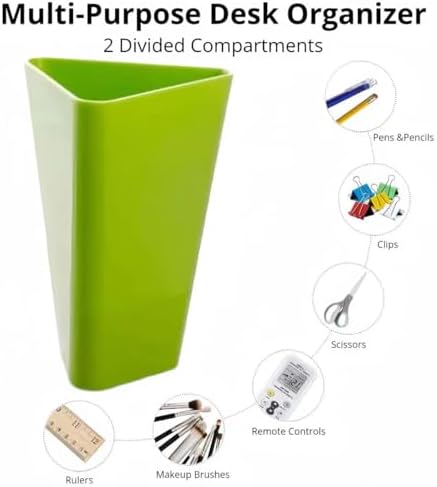 Minimalist Designer Pen Holder for Desk Cute Office Supplies Cubicle Decor Workspace Accessories Boho Makeup Organizer for Women Girls Pencil Cup Aesthetic Caddy for Home Office Supplies (Green) - Image 3