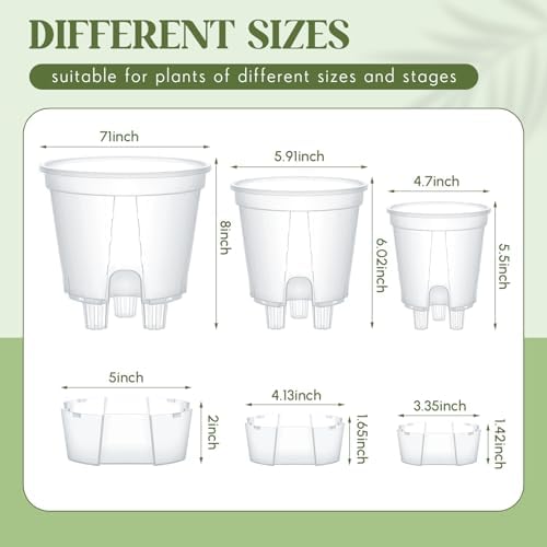 Wonderjune Self Watering Planter, 4.72'', 5.91'', 7.09'', Clear, 6 Pcs - Image 2
