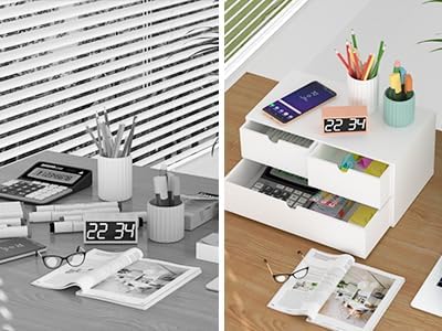 Bamboo Desk Organizer wtih Drawers Mini Desktop Drawer Tabletop Storage - Image 4