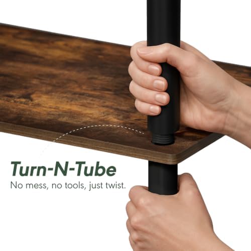 Furinno Turn-N-Tube Storage Shelves, 3-Tier Open Frame Book Shelf, Standing Corner Shelf, Toolless Open Shelves, for Organization and Storage, Living Room, Garage, Home Office, Amber Pine - Image 5
