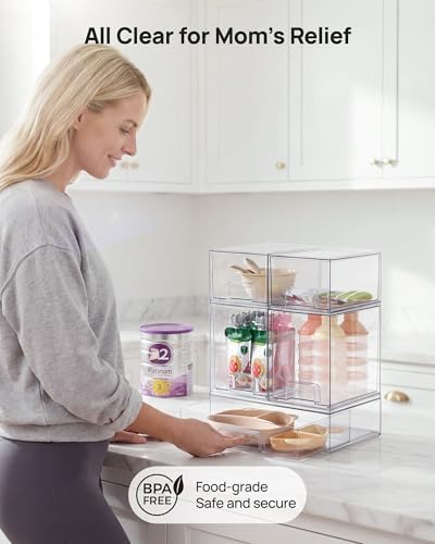 Vtopmart Clear Stackable Storage Drawers Set of 5, Plastic Organizer Bins - Image 5