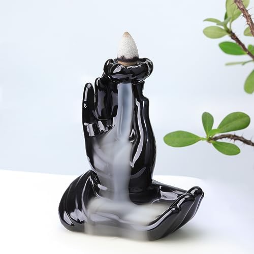 Buddha Hand Backflow Incense Burner Smoke Waterfall Incense Burner Ceramic Buddha Incense Holder Incense Cone Burner for Yoga Meditation and Home Decor by WEWAYSMILE