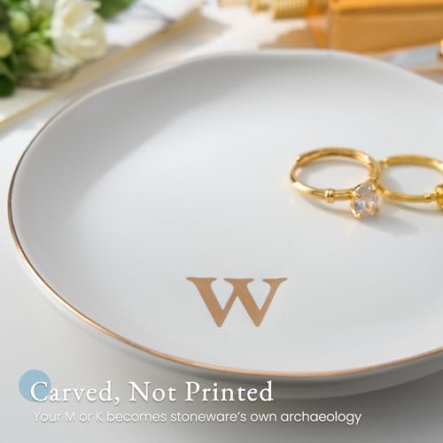 Lolalet Handmade Ceramic Ring Dish Jewelry Tray Plate with Initial, Small Monogram Gift for Her Women Girls Mother, Hostess, Engagement, Bridal Shower, Maid of Honor, Bridesmaid, Birthday, Christmas - Image 2