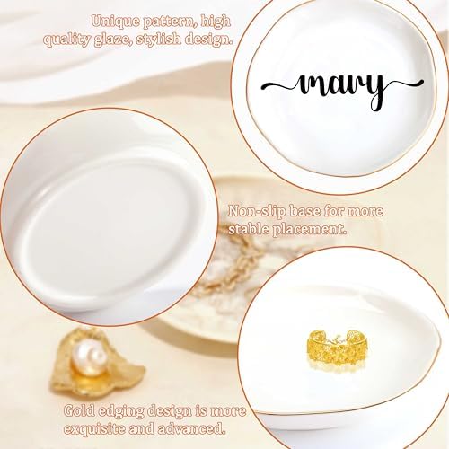 JoycuFF Mary Personalized Name Ceramic Jewelry Tray, Mothers Day Christmas Anniversary Engagement Birthday Gifts for Women Couples, Trinket Dish for Rings Earrings Necklaces Bracelets Keys - Image 5