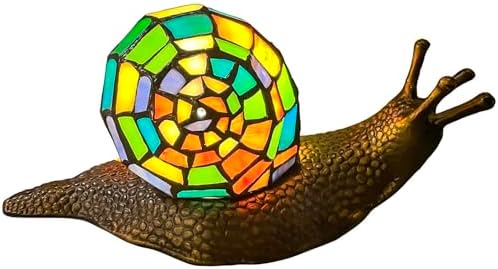Bieye L13003 Multicolor Land Snail Tiffany Style Stained Glass Accent Lamp by Bieye