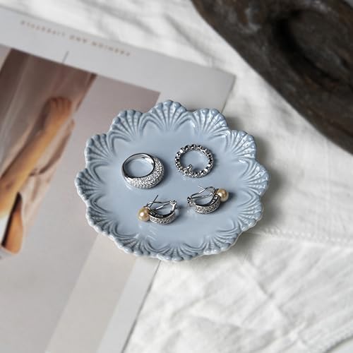 Ceramic Jewelry Dish, Decorative Tray for Rings Earrings Necklaces Bracelet Watch Keys, 4.50" Trinket Tray as Gifts for Women (Antique Shell) - Image 6