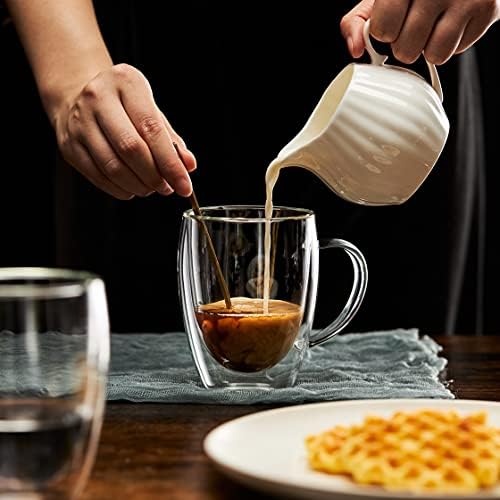MEWAY 16oz/6 pack Coffee Mugs, Thickened Clear Glass Double Wall Cup with handle for Coffee, Tea, Latte, Cappuccino (16 oz，6) - Image 3