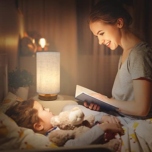 Minimalist Bedside Table Lamps for Bedrooms Set of 2, 3 Color Temperature Bedside Lamps with Round Fabric Linen Shade,Small Desk Lamp Night Nightstand Lamp Set for Living Room, Reading ,Office - Image 4
