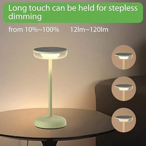 Cocktail Style Solar Table Lamp, USB-C, Dimmable, Green, 1Pk - Image 3