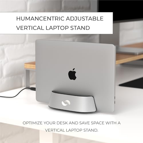 HumanCentric Vertical Laptop Stand in Silver Aluminum, Adjustable - Image 2
