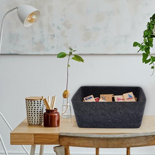 Welaxy Minimalist Felt Desk Drawer Organizer Charcoal Deep Wider Storage Bin - Image 5