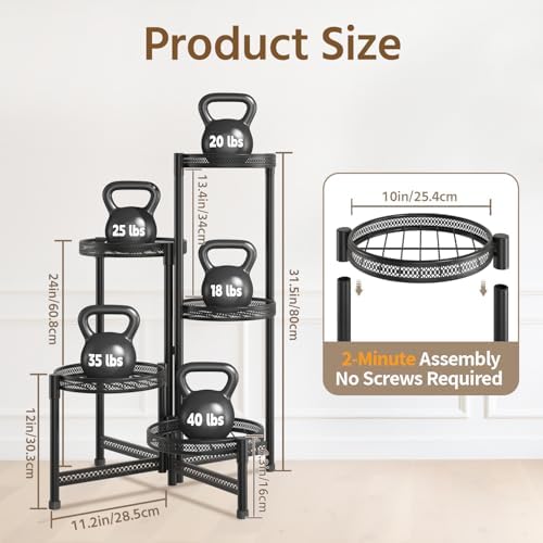 LASZOLA Plant Stand Indoor Outdoor Tall with 10 Inch Larger Tray, Black - Image 2