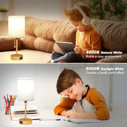 Small Bedside Table Lamp for Bedroom, Desk Lamp with USB Ports for Dorm - Image 6