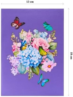 3D Pop-Up Hydrangea & Butterflies Greeting Card – Handmade Floral Card for Birthday, Mother’s Day, Anniversary & Special Occasions F47