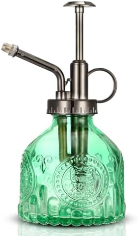 Glass Plant Mister Spray Bottle, Vintage Plant Spritzer Watering Can, Succulent Watering Bottle with Top Pump, Small Plant Sprayer Mister for Indoor Outdoor Houseplant - Green by Ebristar