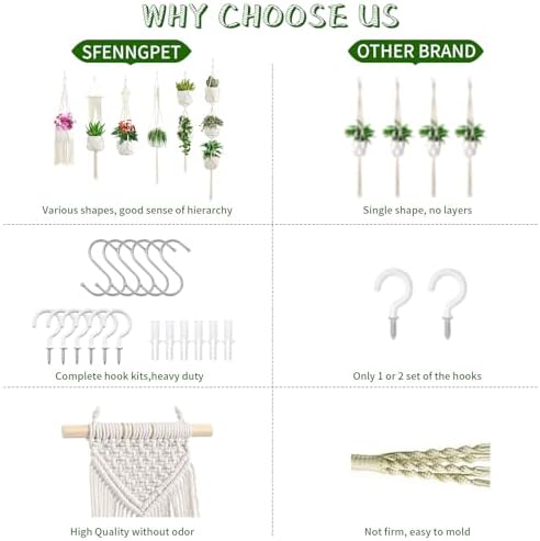 SFENNGPET Macrame Plant Hangers, 6Pack Hanging Planters for Indoor Plants - Image 6