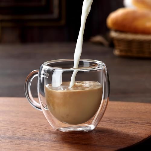 Espresso Cups Set of 2 With Handle,2.5oz Clear Expresso Shots Cup,Espresso Shot Glasses,Double Wall Insulated Expresso Mugs,Tazas de Cafe Expreso,Microwave Dishwasher Safe,Suit for Espresso Machine - Image 5