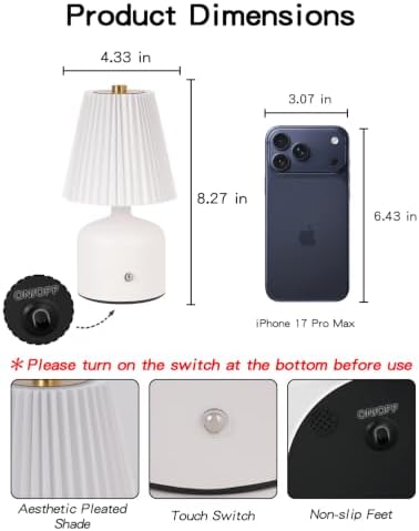 Small Table Lamp, Rechargeable Lamp with 3 Color Stepless Dimming - Image 6