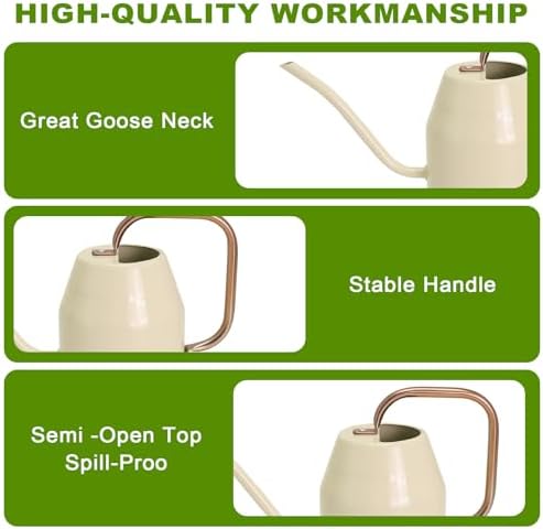 Metal Watering Can with Removable Spout, Galvanized Watering Can, Perfect Plant Watering Can for Indoor Use and for Outdoor Use (0.5 Gallaon, White), W2315PC - Image 4