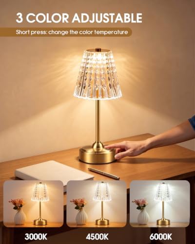 Nusogon Cordless Touch Table Lamp, Premium Rechargeable LED Small Desk Lamp - Image 3