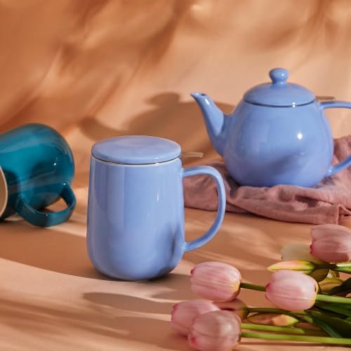 Sweese 20 OZ Porcelain Tea Mug with Infuser and Lid, Dusty Blue Tea Cup - Image 5