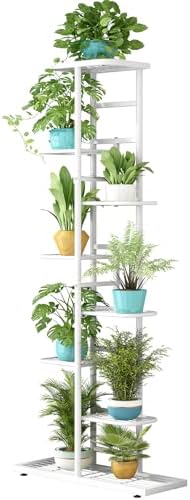 LINZINAR 8 Tier Plant Stand Indoor Outdoor Metal Flower Pot Display Shelf by LINZINAR